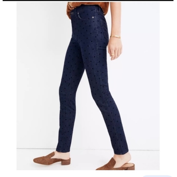 Madewell Flocked Polka Dot Jeans - Picture 1 of 7